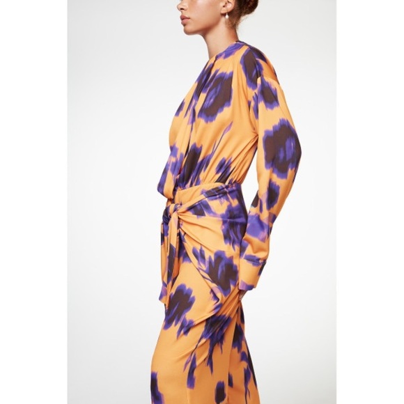 Bold Orange Purple Print Dress 90s Vibe Statement - Size S - Picture 11 of 12